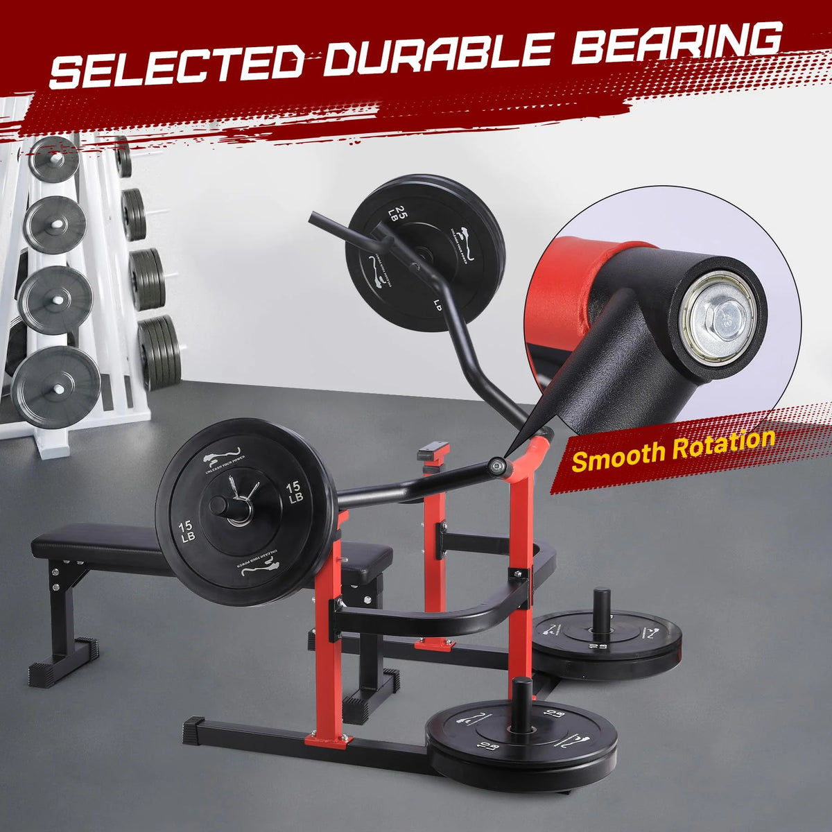 Chest Press Machine, 1050LBS Capacity, Independent Converging Arms, Weight Bench Press with Adjustable Flat Bench for Upper Body Workouts, Red - image 18