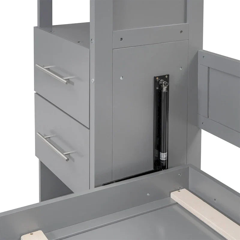 Merax Murphy Bed with Shelves, Drawers, and Integrated LED Lighting - image 7