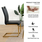 4-Piece Modern Faux Leather Dining Chair Set with Gold Metal Legs and Padded Seats - image 14