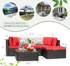Devoko 5 Pieces Patio Furniture Sets All Weather Outdoor Sectional Patio Sofa Manual Weaving Wicker Rattan Patio Seating Sofas with Cushion and Glass Table(Beige) - image 48