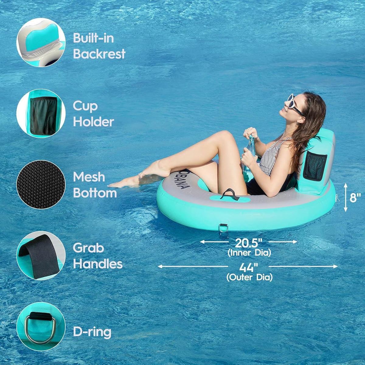 Round Floating Ring Hammock - Heavy Duty Inflatable Raft - image 15