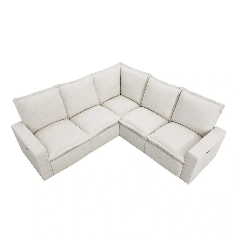 Linen Upholstered Power Recliner L-Shaped Sectional Sofa with USB Port - Soft Home Theater Seating for Living Room - image 11