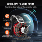 Drain Cleaner Machine 100FT x 1/2 Inch, Auto Feed Sewer Snake Auger on Wheels, 550W Portable Drain Cleaning Machine with 8 Cutters & Air-activated Foot for 2" to 4" Pipes - image 15