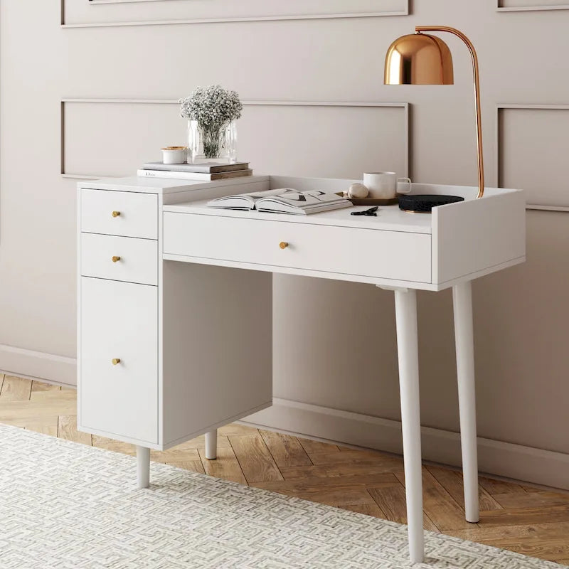 Nathan James Daisy Modern Farmhouse Desk with Storage and Brass Accents - image 1