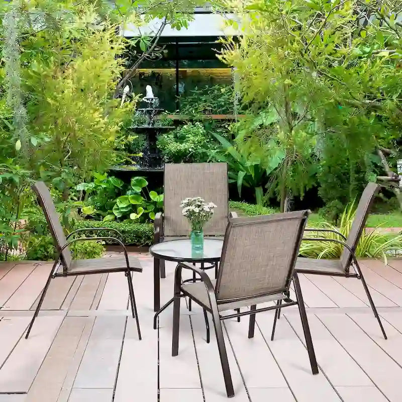 Costway Set of 4 Patio Chairs with Armrests for Garden and Deck - View Details - image 33