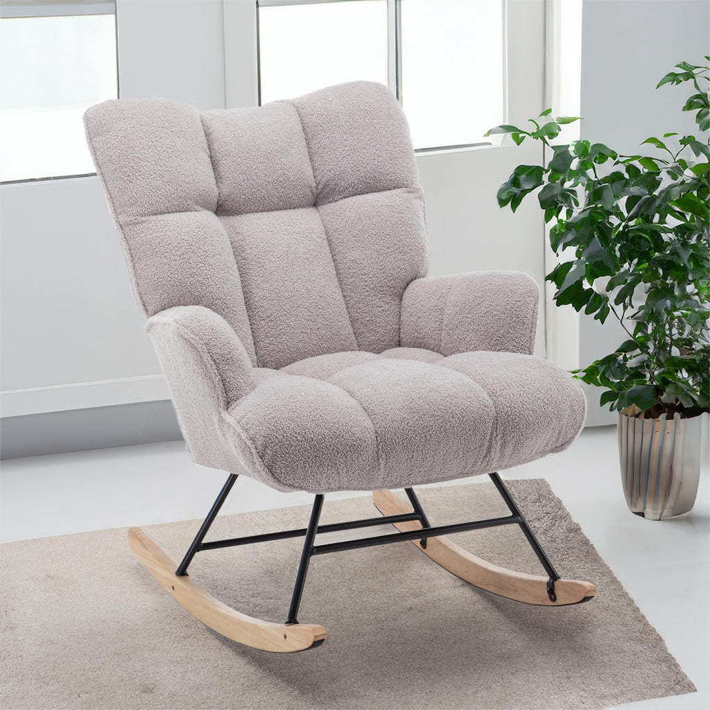 SAETSFEG Nursery Rocking Chair with High Backrest - image 1
