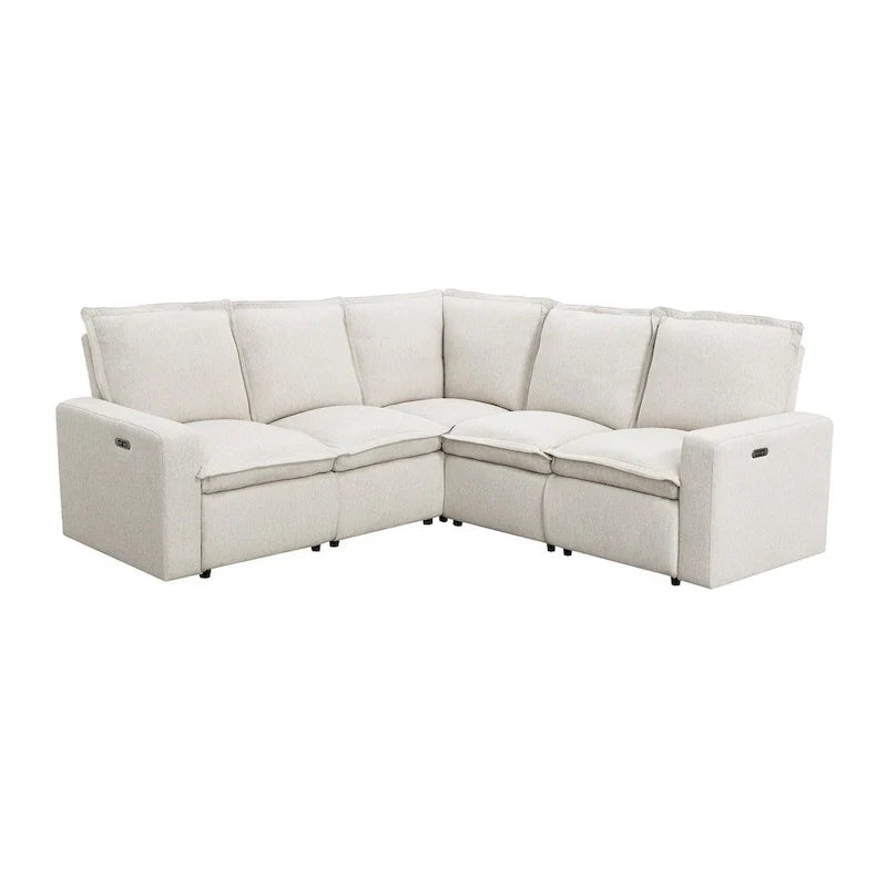 Linen Upholstered Power Recliner L-Shaped Sectional Sofa with USB Port - Soft Home Theater Seating for Living Room - image 9