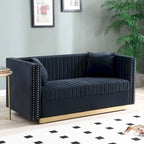 Modern Velvet Loveseat with Vertical Channel Tufting - 61.4 x 28 x 28 inches - image 3