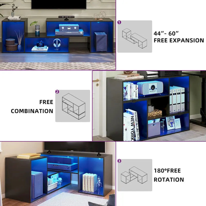 Modern Modular TV Stand with LED Lighting & Open Storage - image 27