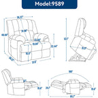 Grey Oversized Chenille Power Lift Recliner with Massage, Heating, and Flat Lay Feature - image 16