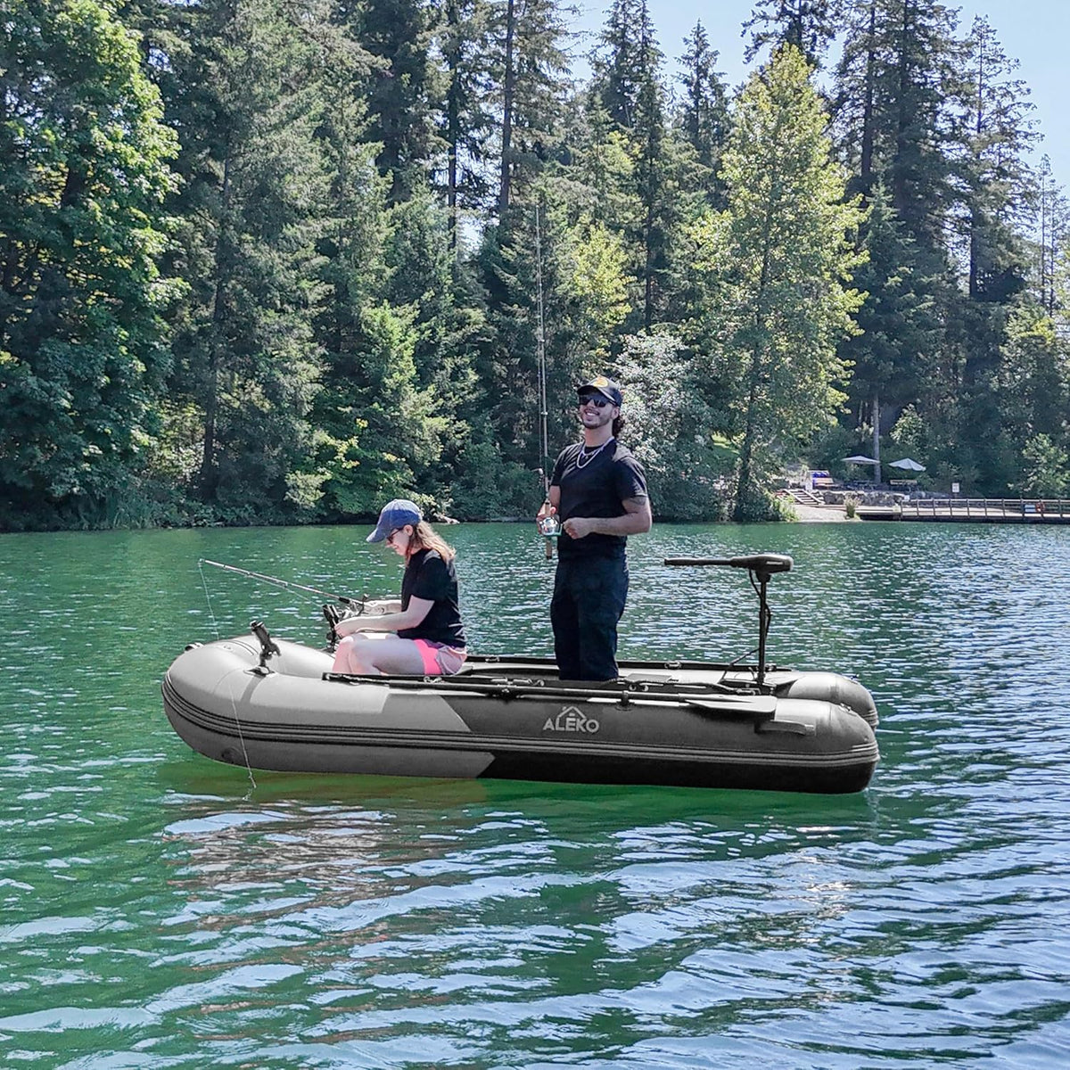 Inflatable Boat / Yacht Dinghy Tender Raft / Multi Person Fishing Boat / Aluminum Floor Oars / Fishing Rod Holders / Heavy-Duty PVC / 2024 Model / - image 14