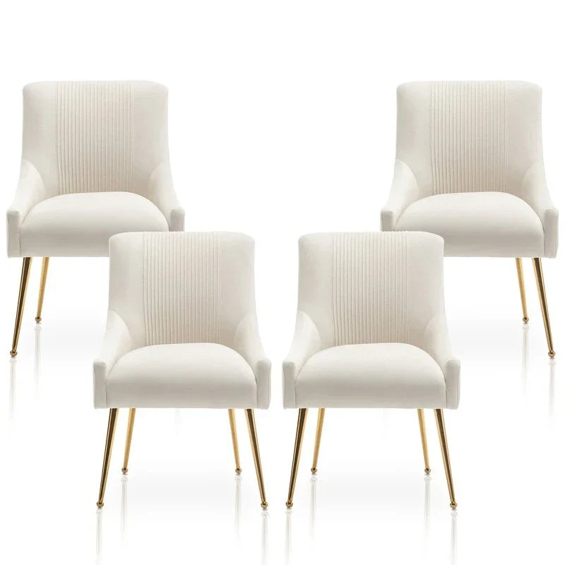 SEYNAR Set of 4 Modern Glam Boucle Velvet Dining or Vanity Chairs with Rear Handle - image 11