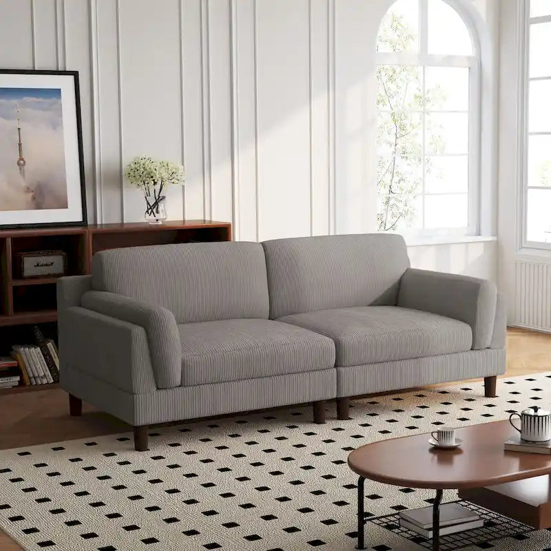 90-Inch Oversized Corduroy Sofa for Living Room with Reversible Cushions - image 30