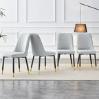 Contemporary Set of 4 Faux Leather Dining Chairs with Cushioned Backrests and Metal Legs – Ideal for Dining Rooms, Living Rooms, and Bedrooms - image 1