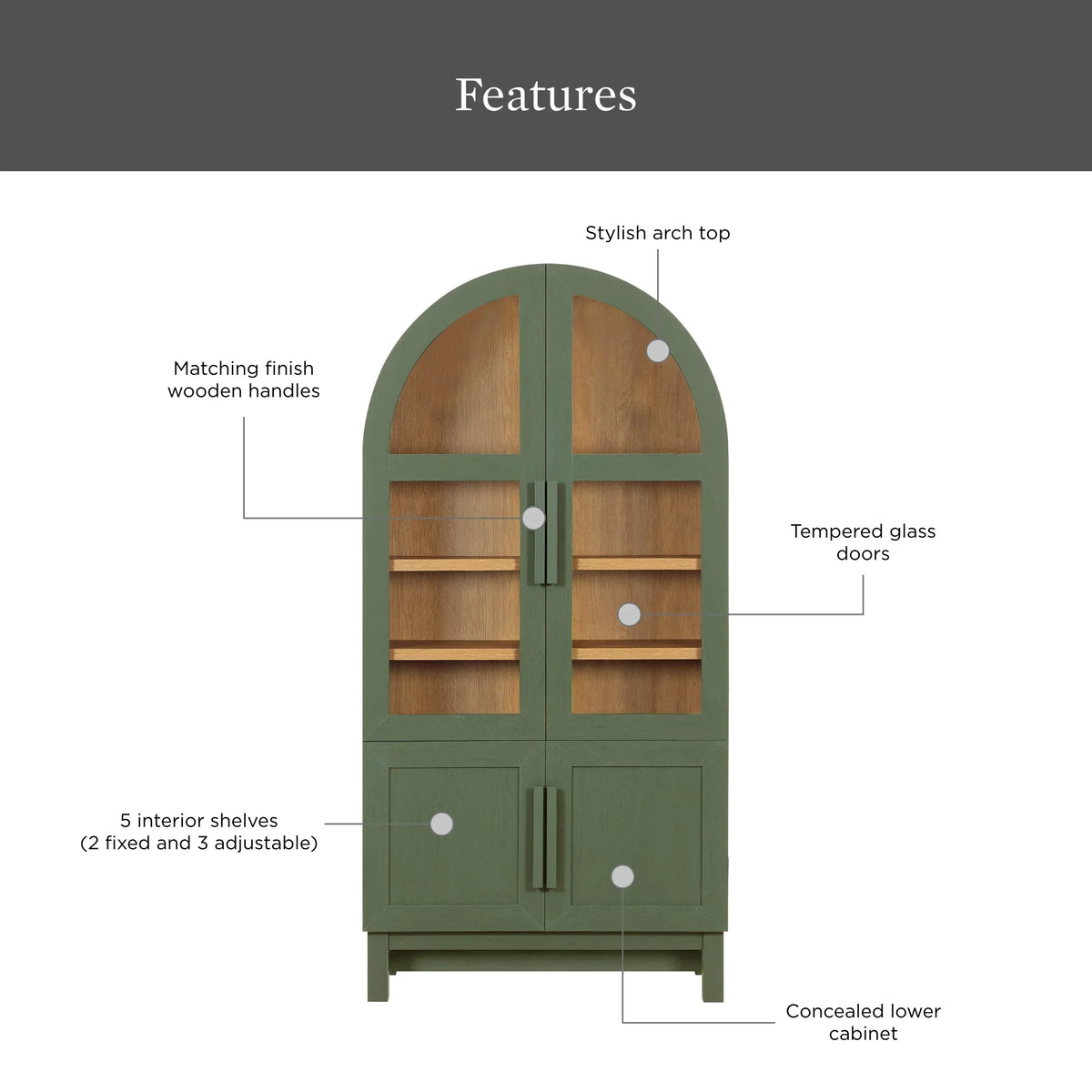 Better Homes & Gardens Juliet Kitchen Rounded Arch Cabinet, Rich Black - image 32
