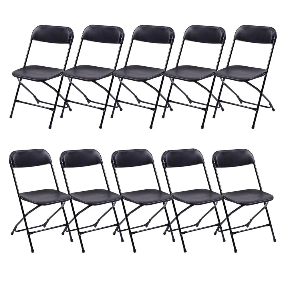 Ktaxon 6ft White Folding Table and 10 Pack Folding Chairs Black, Plastic Table and Chair Set - image 4