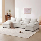 123*55 Contemporary U-Shaped Sofa with Console, Cup Holders, USB Ports, Upholstered Sleeper Couch Set with Chaise - image 12
