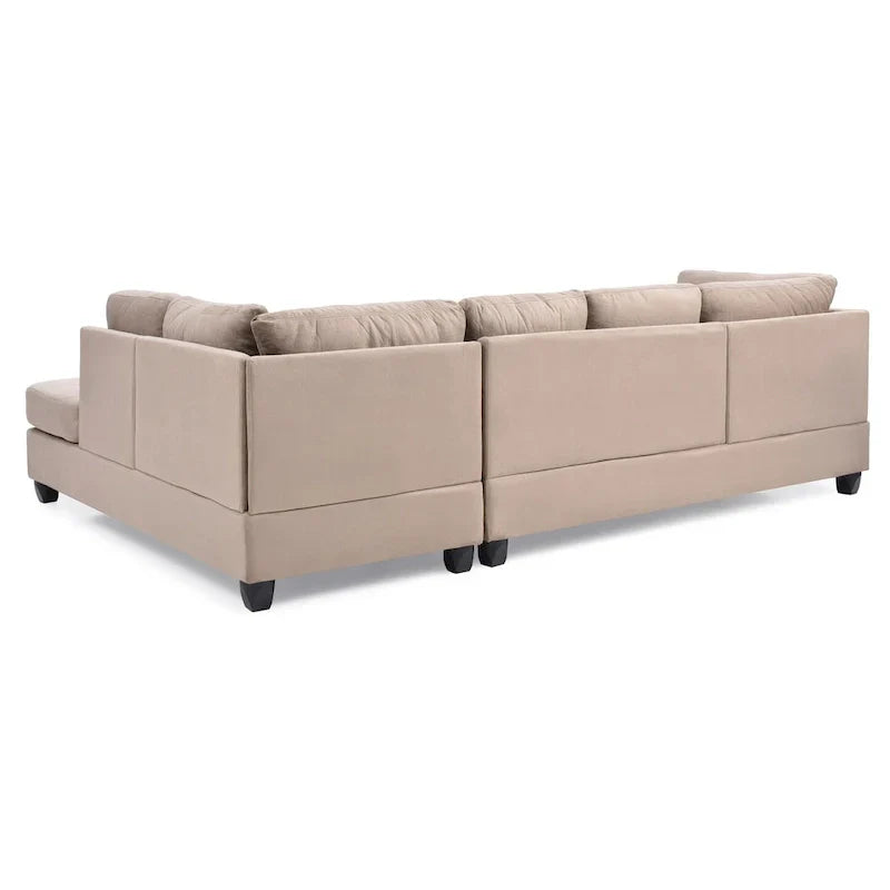 Malone 111-Inch Suede 4-Seater Sectional Sofa with Two Throw Pillows - Dimensions: 111L x 78W x 34H - image 28