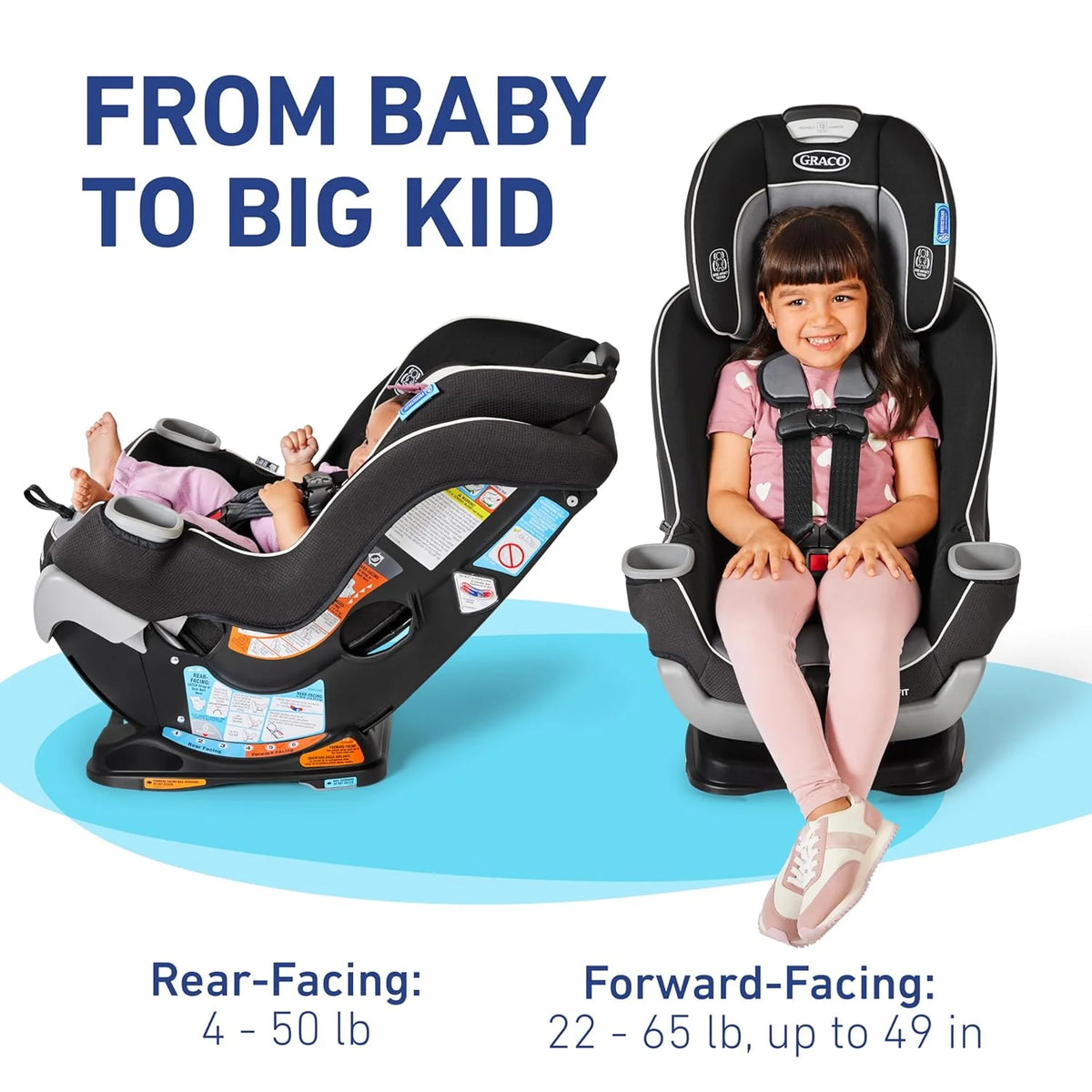Extend2Fit Convertible Baby Car Seat, Rear and Forward Facing, Adjustable Extension Panel for Extra Legroom, Gotham - image 5