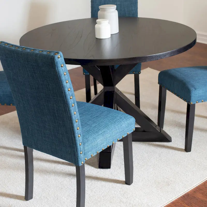 Roundhill Furniture Mytzi 5-Piece Dining Set: Cross-Buck Table with 4 Elegant Chairs - image 7