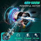 Vivi Electric Bike 26" City Commuter Electric Bike 48V 500W Step - Through Electric Bike 19.8MPH Electric Cruiser - image 36