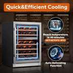 24'' Wine Cooler Refrigerator - 46 Bottle Wine Fridge Dual Zone with Modern Touch Intelligent Digital 40°-65°F Low Noise, Built in or Freestanding Wine Cooler for Home and Kitchen - image 6