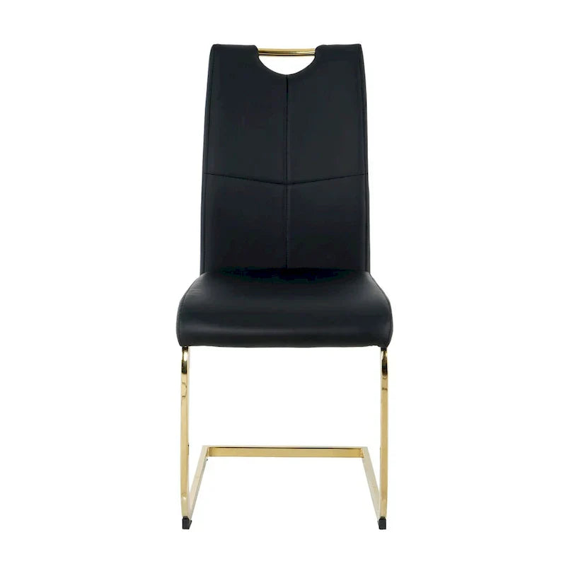 4-Piece Modern Faux Leather Dining Chair Set with Gold Metal Legs and Padded Seats - image 18