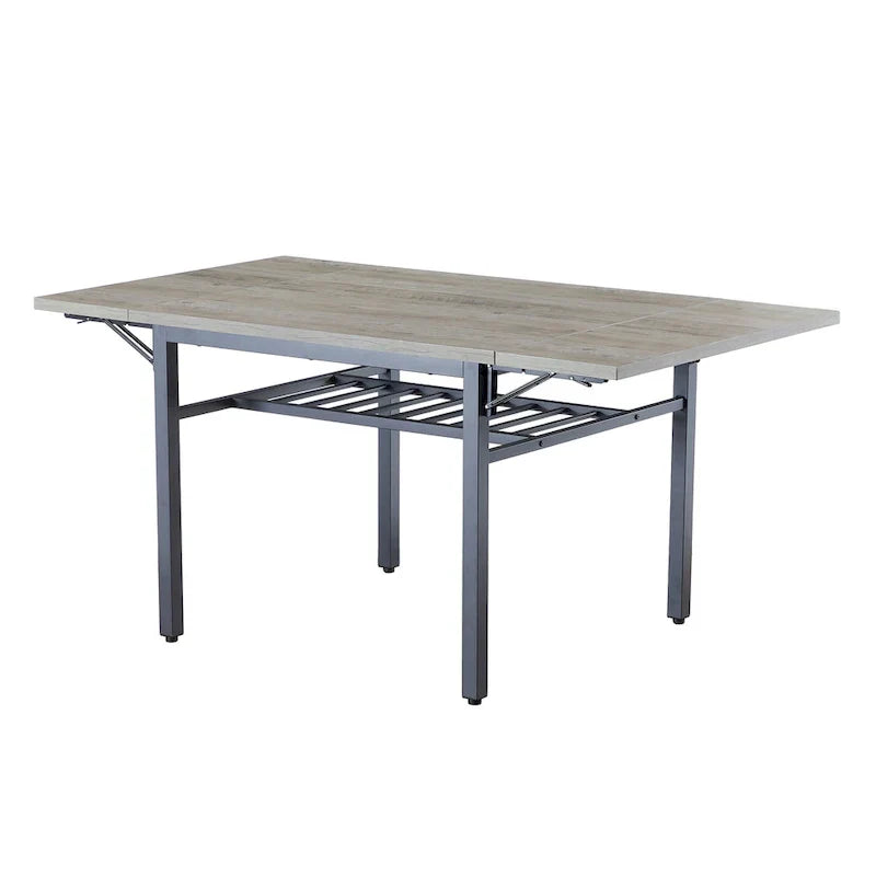 Contemporary Industrial 63.2" Extendable Dining Table with Drop Leaf, Accommodates 6 - image 14