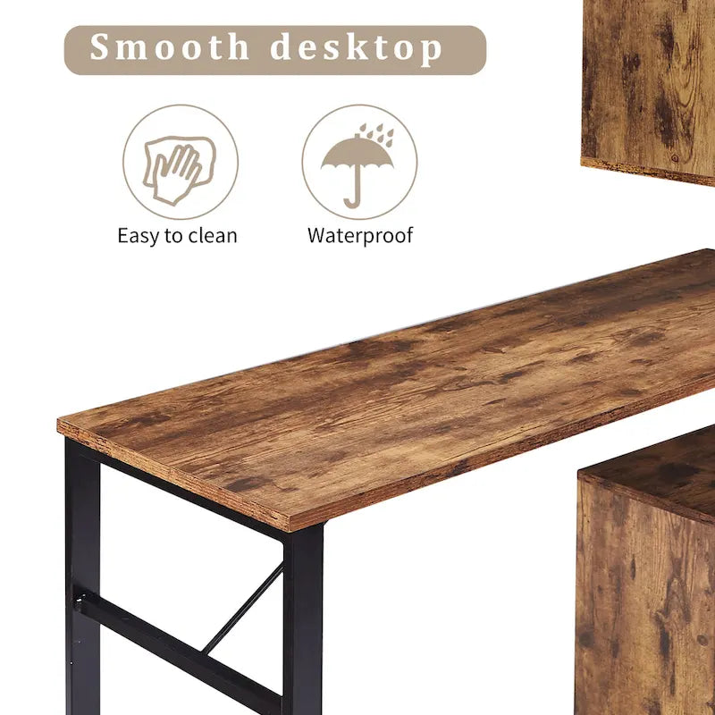 Modern Computer Desk with 5-Tier Shelves – Space-Saving Rotatable Workstation - image 17