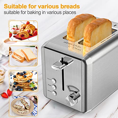 whall Toaster 2 slice Stainless Steel Toasters with Bagel, Cancel, Defrost Function, for Various Bread Types - image 5