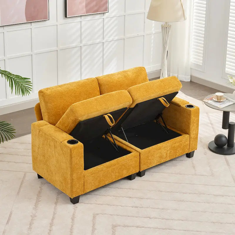 Versatile Chenille Storage Loveseat Sofa - image 30
