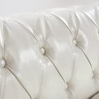 Cream 84.65 Traditional Chesterfield 3-Seater Sofa in PU Leather - image 16