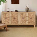 Large Floral Carved Storage Cabinet - Sideboard Buffet - image 1