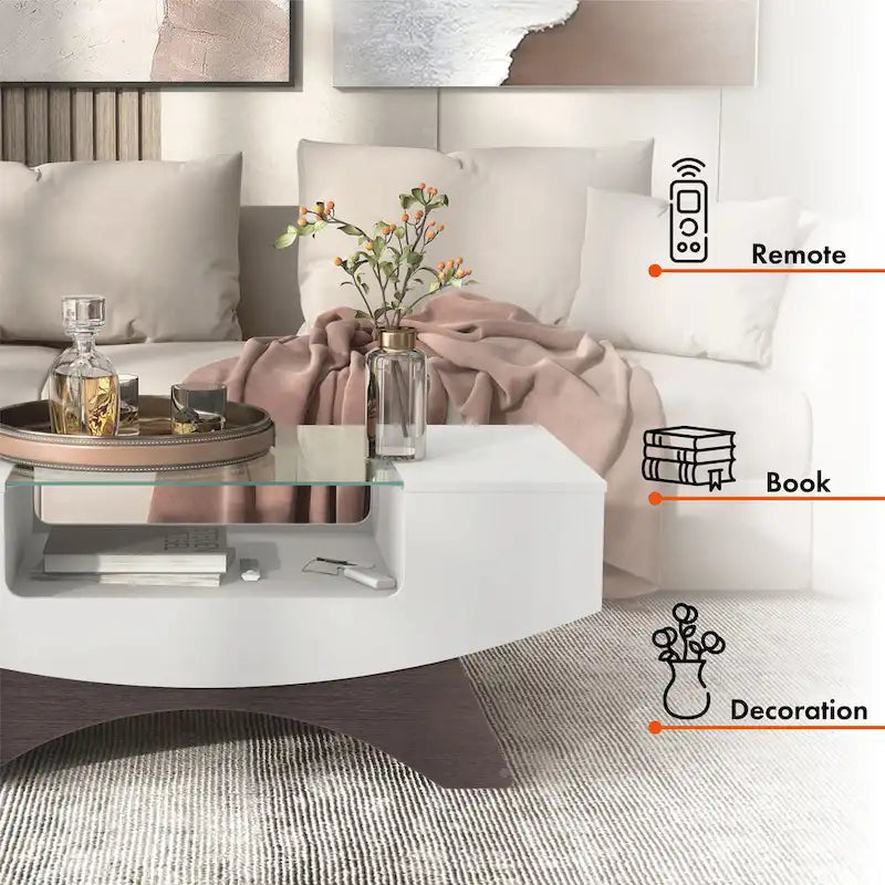 Angelic Contemporary Storage Coffee Table with Glass Insert by Furniture of America - image 13