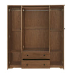 Freestanding 4-Door Wardrobe Armoire with 2 Drawers and Hanging Rods for Clothes Storage - image 22