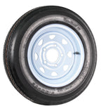 Two Trailer Tires On Rims 5.30-12 530-12 5.30 X 12 5 Hole Wheel White Spoke - image 3