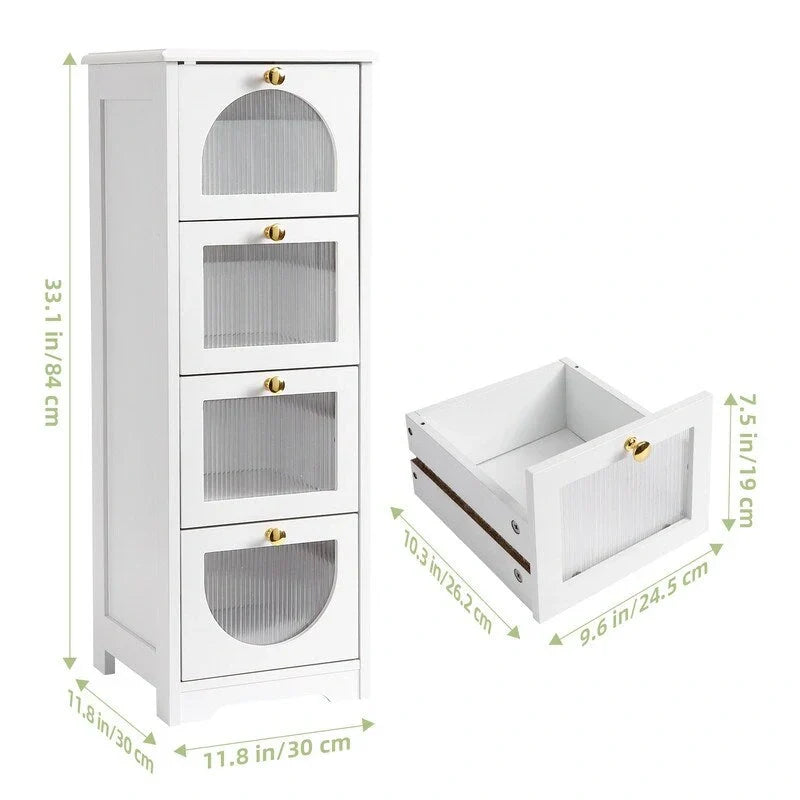 Compact Wooden Bathroom Floor Cabinet with 4 Drawers for Storage - image 5