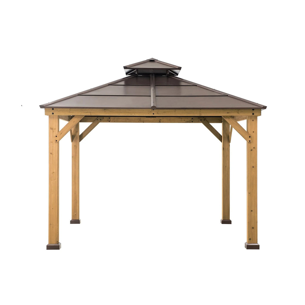 10 ft. x 10 ft. Cedar Framed Gazebo with Steel 2-Tier Hip Roof Hardtop - image 1