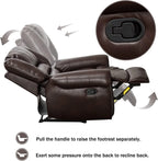 CANMOV Leather Recliner Chair, Classic and Traditional Manual Recliner Chair with Comfortable Arms and Back Single Sofa for Living Room, Nut Brown - image 32