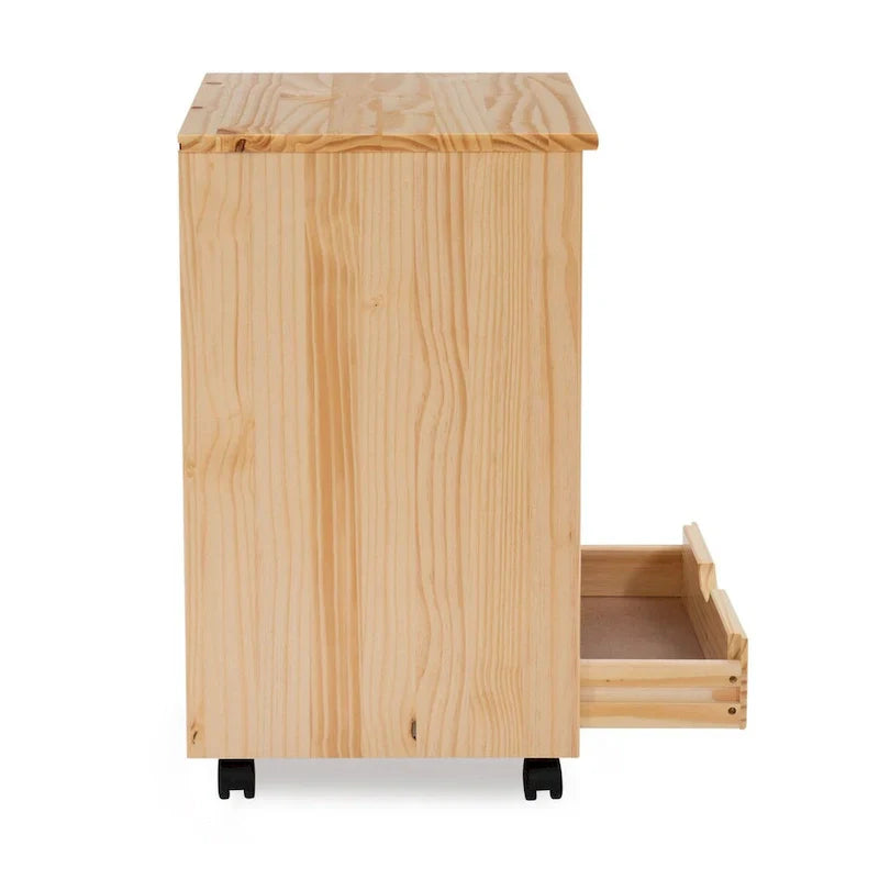 25.25-Inch Natural Brown Wide Rolling Storage Cabinet Featuring 6 Drawers - image 4