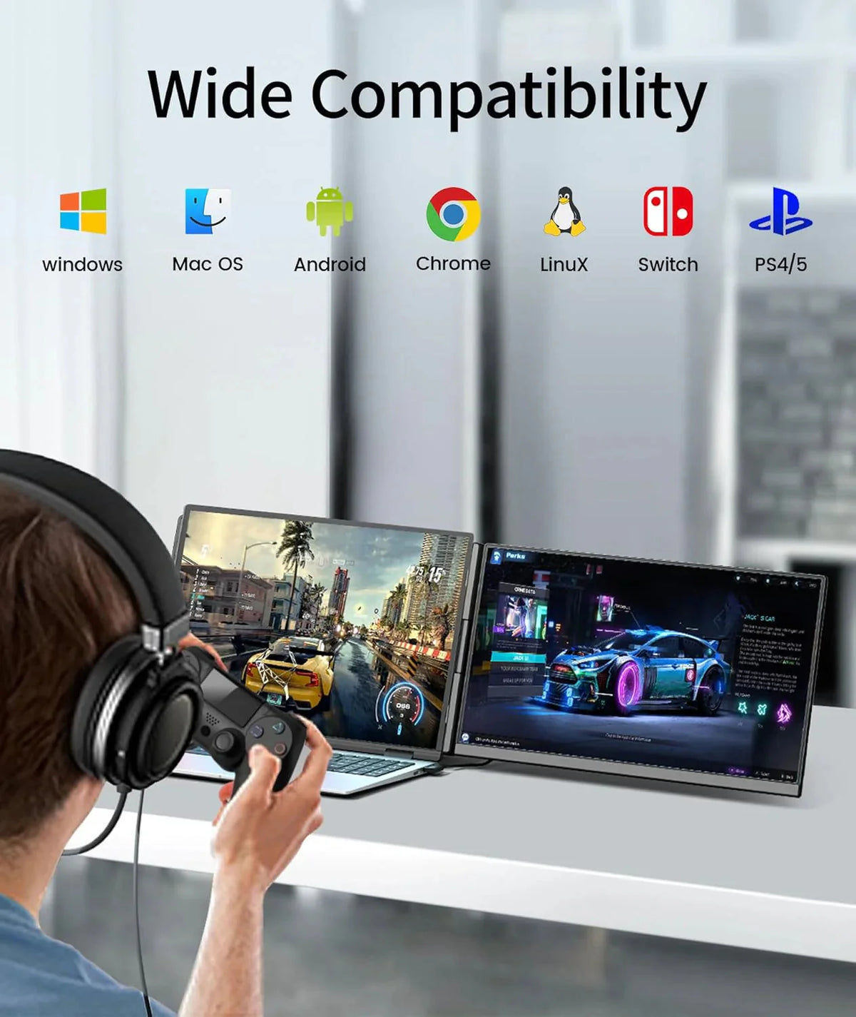 Laptop Screen Extender - 15.6" FHD 1080P Portable Monitor for Laptop, Detachable & Plug and Play Dual Laptop Monitor Extender for 13"-17.3" Laptops, Compatible with Wins/Mac/Android/Chrome - image 9