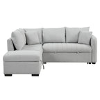 82.6" L-Shaped Sectional Sofa Bed with Pull-Out Feature, USB Ports, Power Sockets, and Movable Storage Ottoman - Bei - image 8