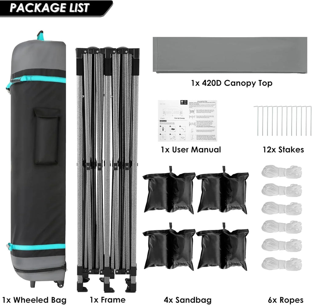 COBIZI 10x20 Heavy Duty Pop up Canopy Tent with 6 sidewalls Easy Up Commercial Outdoor Canopy Wedding Party Tents for Parties All Season Wind & Waterproof Gazebo with Roller Bag,Black(Frame Thickened) - image 197