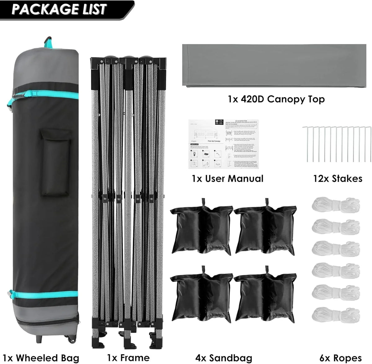 COBIZI 10x20 Heavy Duty Pop up Canopy Tent with 6 sidewalls Easy Up Commercial Outdoor Canopy Wedding Party Tents for Parties All Season Wind & Waterproof Gazebo with Roller Bag,Black(Frame Thickened) - image 197