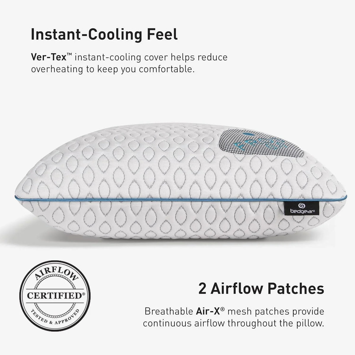 Bedgear Frost Performance Pillow - Size 3.0 - Cooling Bed Pillow for Hot Sleepers - Medium Firmness Pillow for All Sleep Positions, Hypoallergenic - image 8