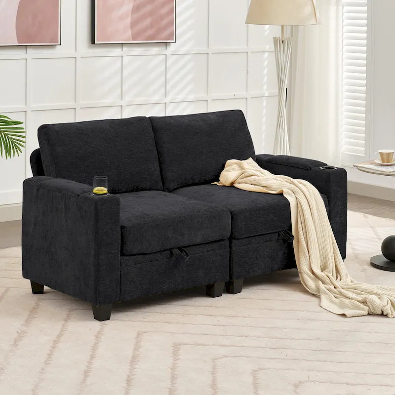 Versatile Chenille Storage Loveseat Sofa - image 13