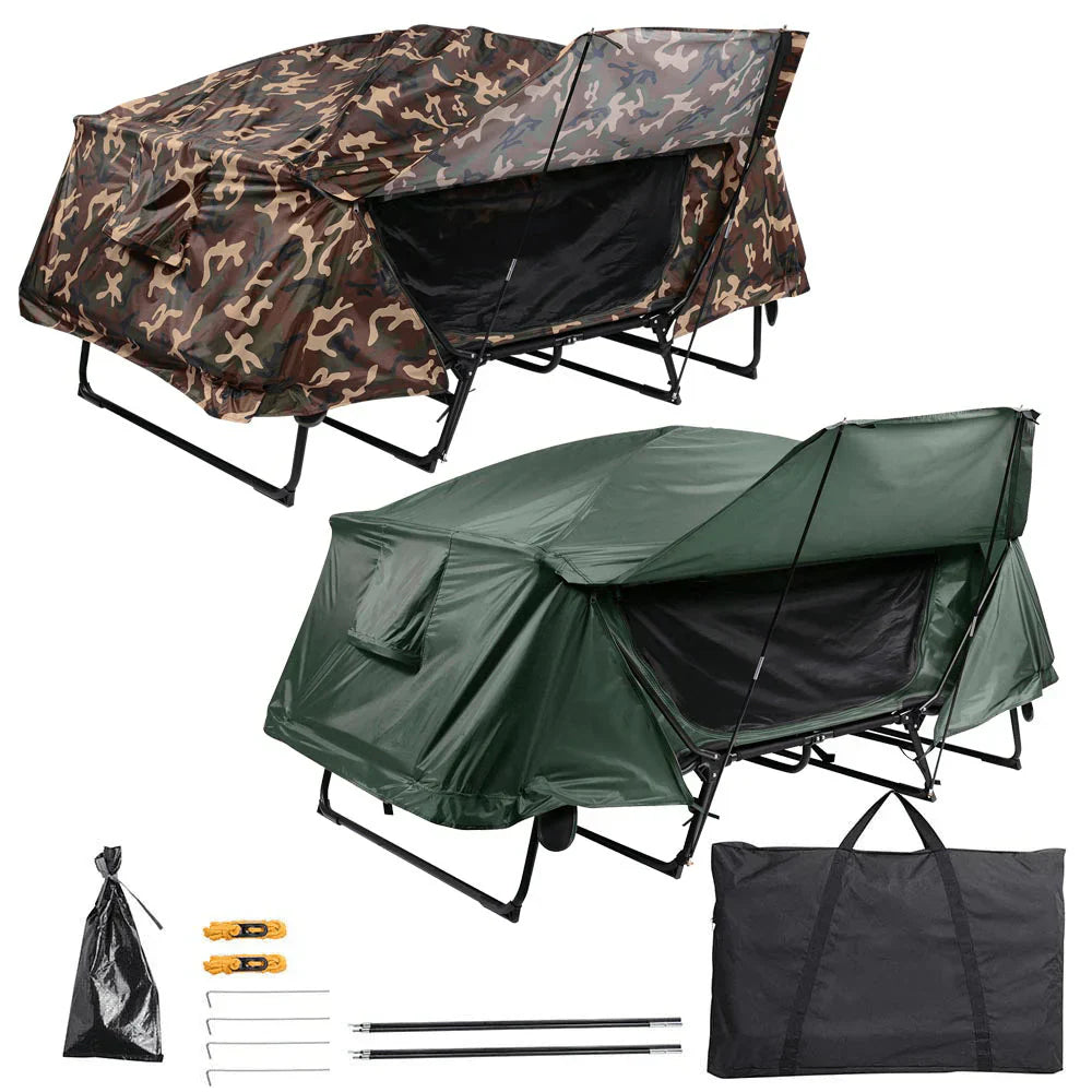 2-Person Cot Tent Camping Folding Off the Gound Tent with Fly 4-Legs - image 1