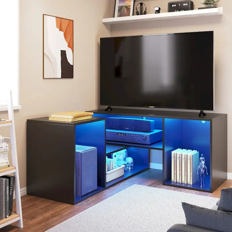 Modern Modular TV Stand with LED Lighting & Open Storage - image 24