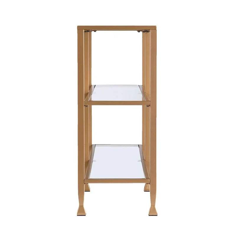 Jensen Gold Metal Console Table with Glass Shelves by SEI Furniture - Narrow Design - image 5