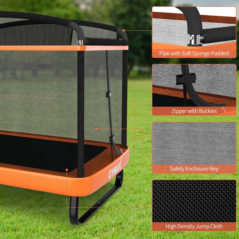 6 FT Kids Trampoline with Swing & Safety Fence, ASTM Approved Toddler Rectangle Trampoline for 3-8 Year Old - image 11